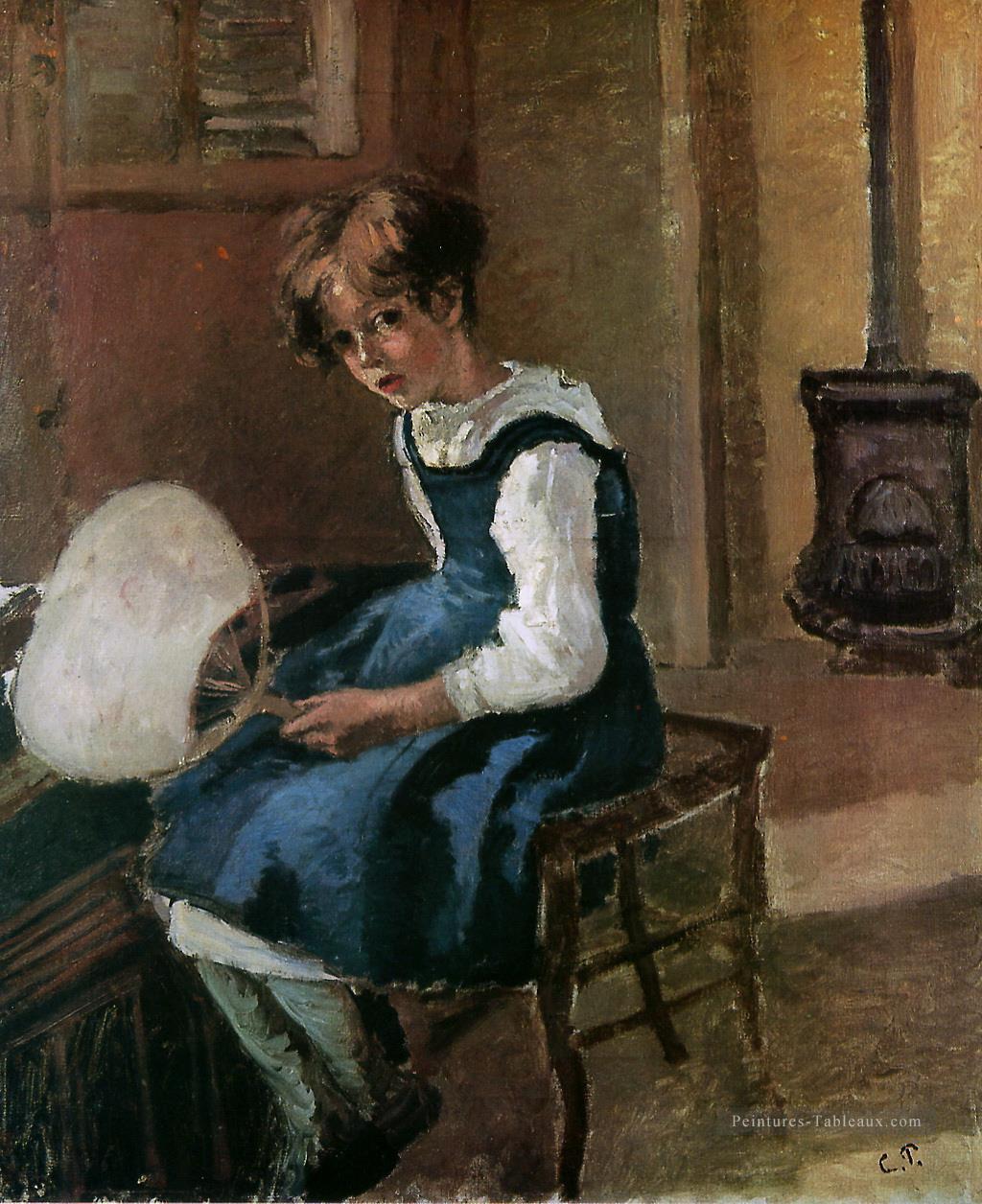 jeanne tenant un fan Camille Pissarro Peintures à l'huile